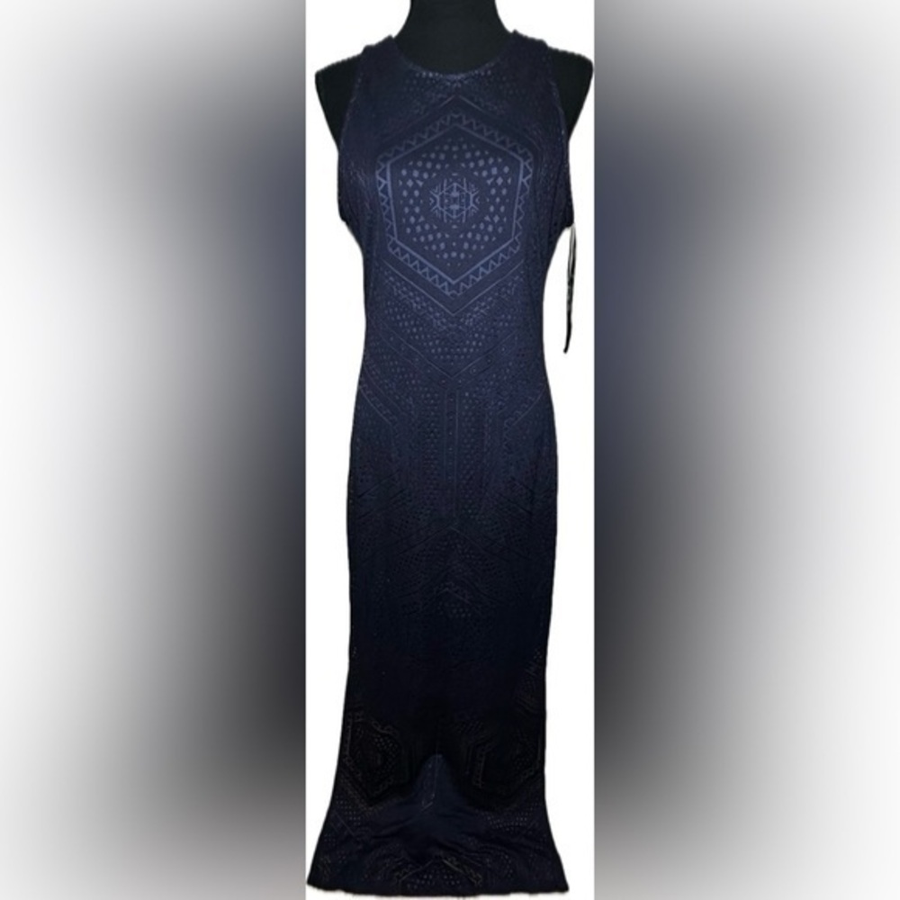 Mossimo Sleeveless Navy Blue w Lace Overlay Lined Maxi Dress Women’s Size Medium